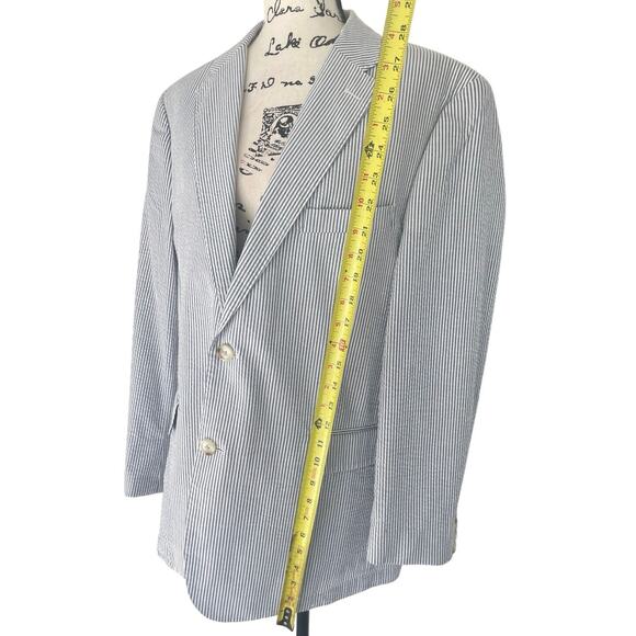 JOS A BANKS 1905 SEERSUCKER BLAZER LIGHTWEIGHT SZ L GRAY/WHITE TAILORED FIT - Picture 3 of 16